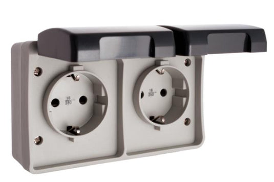 BASE DOBLE ENCHUFE 2P+TT LATERAL 16A CERTF. VDE