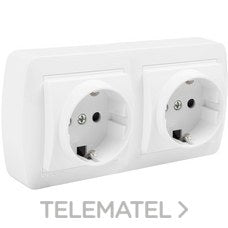Cargue la imagen en el visor de la galería, BASE FIJA DOBLE 2P+T 16A 250V 148x72x28 BLANCO
