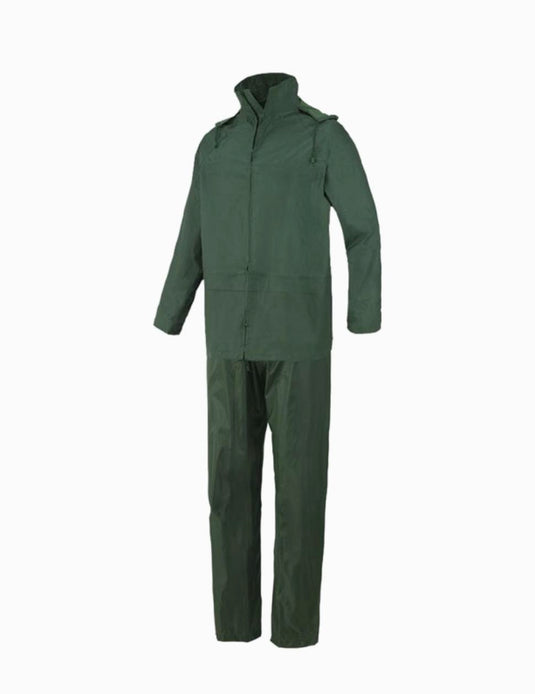 Conjunto impermeable poliéster PVC talla L verde