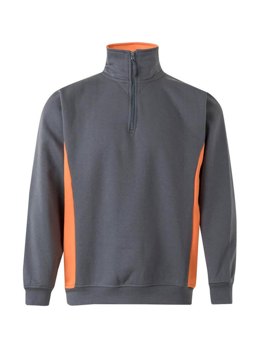 SUDADERA BICOLOR CREMALLERA GRIS NARANJA T.S