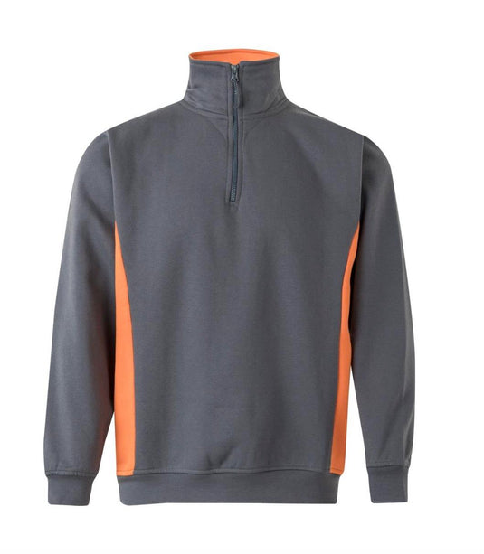 SUDADERA BICOLOR CREMALLERA GRIS NARANJA T.XL