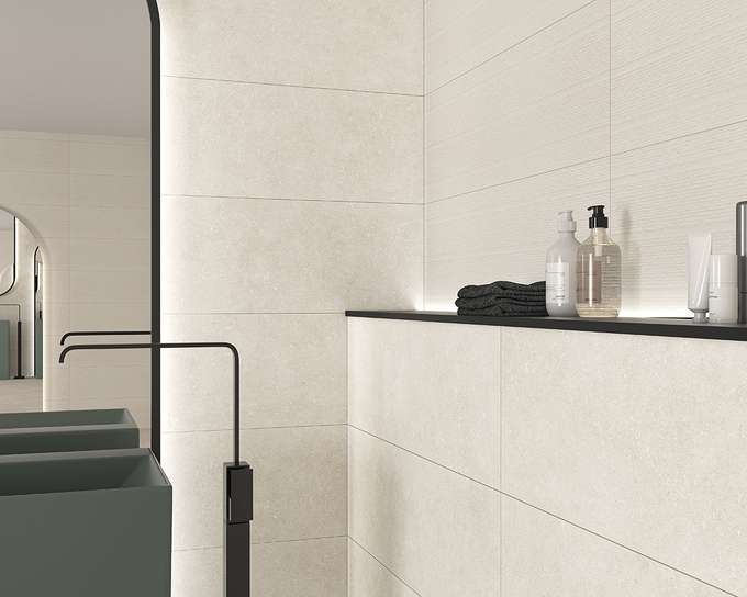 Cargue la imagen en el visor de la galería, P. BLANCA RELIEVE ARENISCA PERLA 30X90 (CJ 1,35m2)
