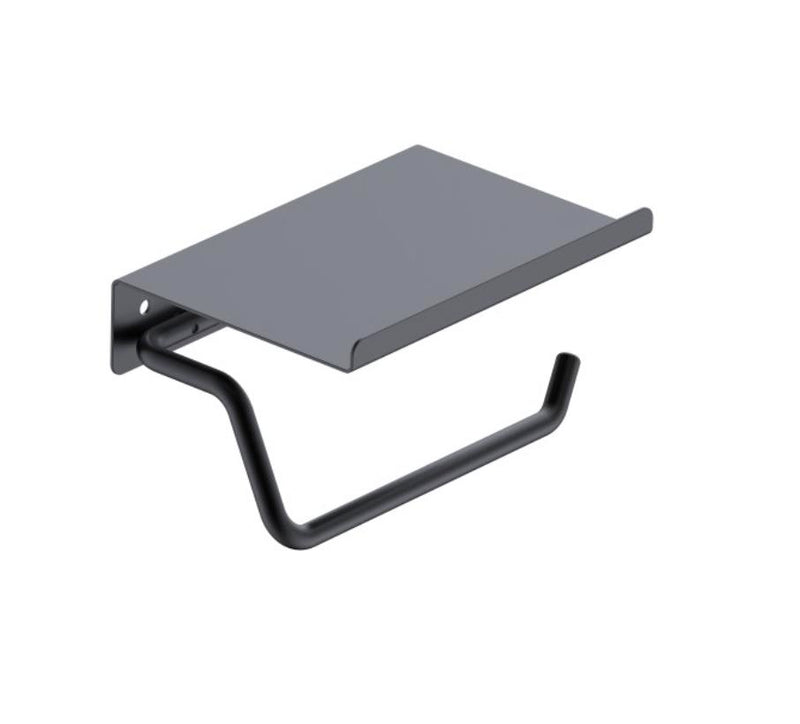 Cargue la imagen en el visor de la galería, PORTARROLLO C/REPISA ESSENTIAL NEGRO MATE
