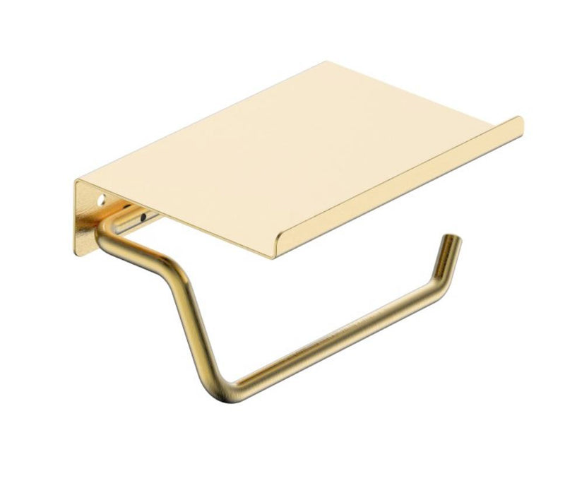 Cargue la imagen en el visor de la galería, PORTARROLLO C/REPISA ESSENTIAL ORO CEPILLADO
